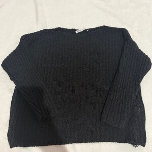 Zara Black Cropped Knit Sweater